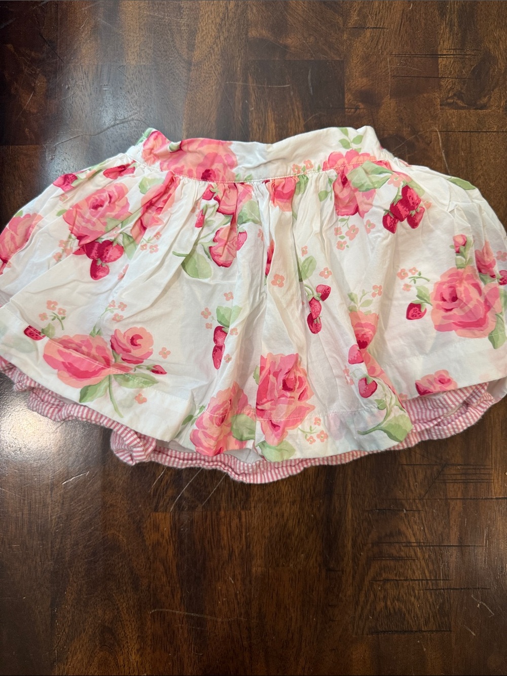 Janie and Jack White Skirt with Pink Rose Print
